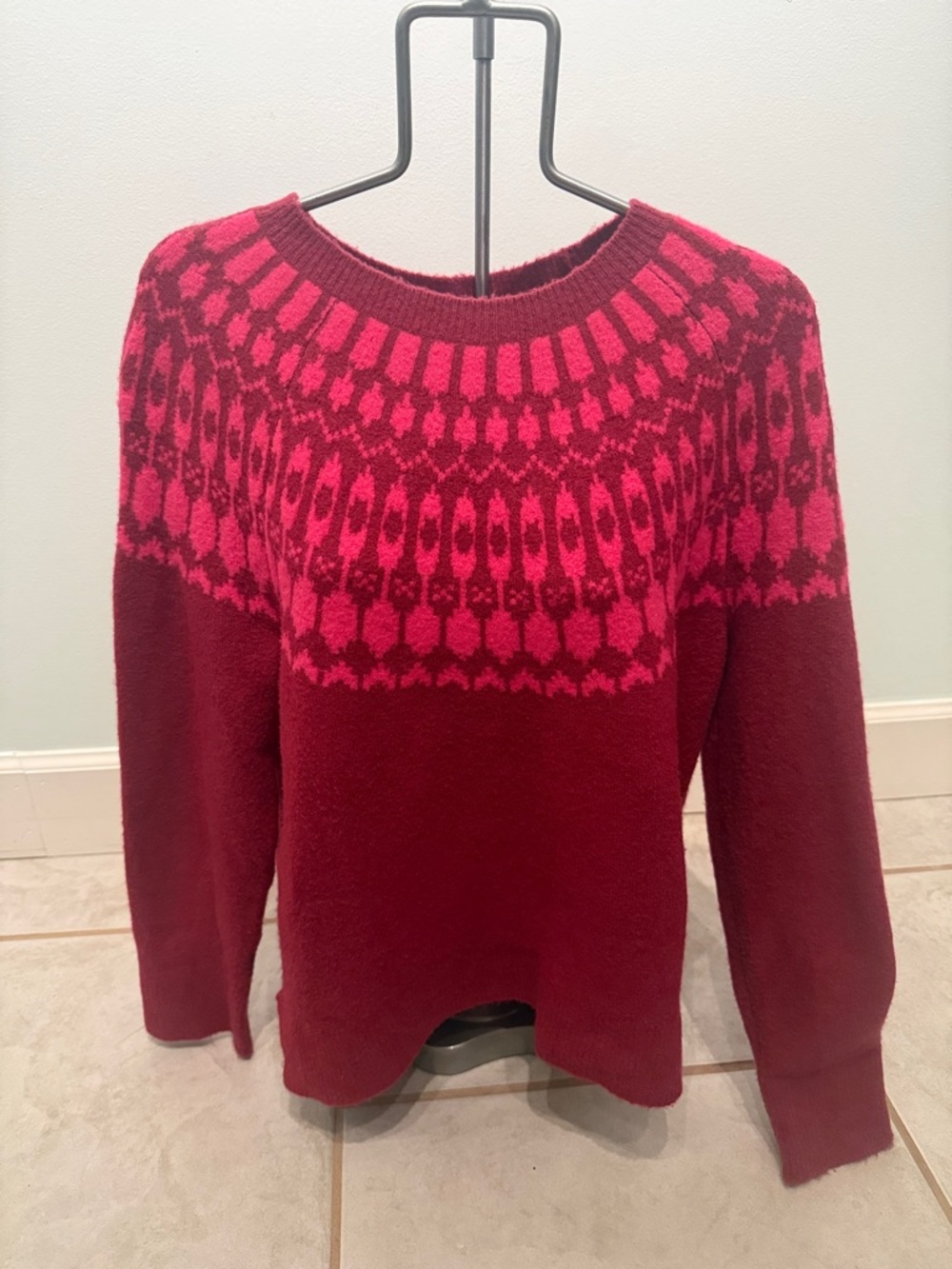 J.Crew Fair Isle Sweater Pink Crewneck Women’s